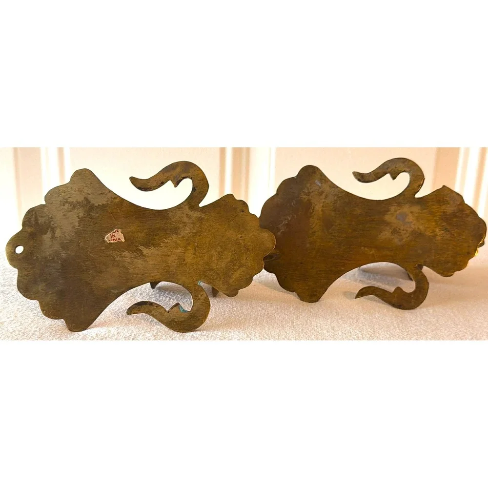 Vintage Brass Candle Wall Sconce Pair Shell MCM Hollywood Regency Cottage Core
